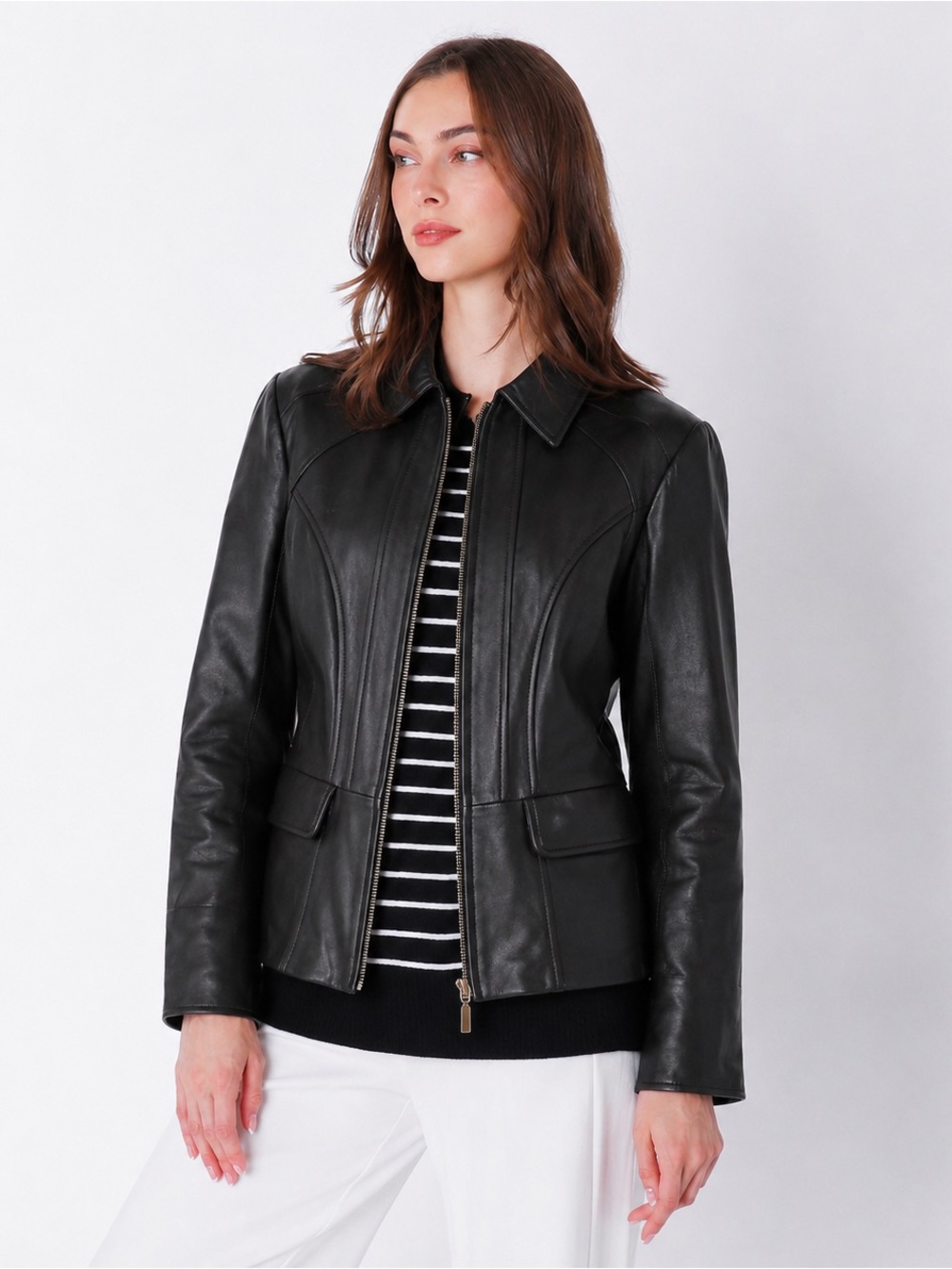 DANIER | Black Leather Zip-Front Women's Jacket